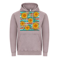 Vintage Zinc sunflower wood serape  leather seamless Vintage Hoodie - AdoDesignShop