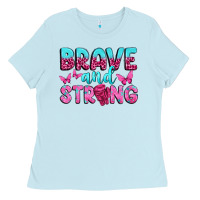 Baby Blue Brave and Strong Ladies Tee - texasbilliewilder