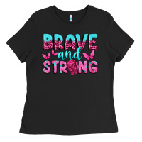 Black Brave and Strong Ladies Tee - texasbilliewilder