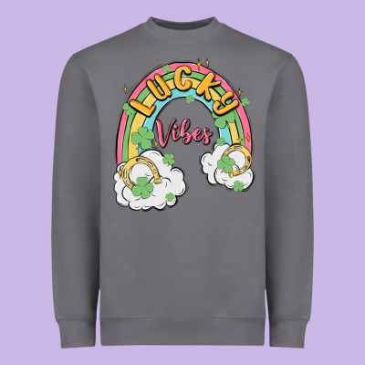Lucky Vibes Heavyweight Sweatshirt Designed By Maliassmallbusiness