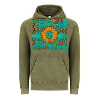 Vintage Olive Sunflower Gemstone Leopard Vintage Hoodie - Artiststas