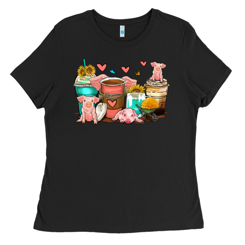 Pigs Coffee Cups Ladies Tee by Zillion Design Studio | Teevron