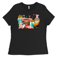 Black pigs coffee cups Ladies Tee - Zillion Design Studio