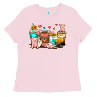Bubblegum Pink pigs coffee cups Ladies Tee - Zillion Design Studio