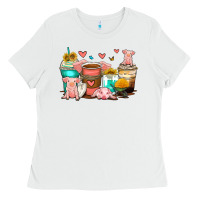 White pigs coffee cups Ladies Tee - Zillion Design Studio