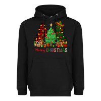 Black merry christmas trees Heavyweight Hoodie - NancyCooperArtShop
