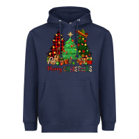 Navy merry christmas trees Heavyweight Hoodie - NancyCooperArtShop
