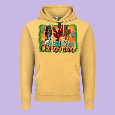 Merry Christmas Cactus Vintage Hoodie Designed By Adodesignshop