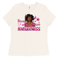Bone Breast Cancer Awareness with Afro Woman Ladies Tee - texasbilliewilder