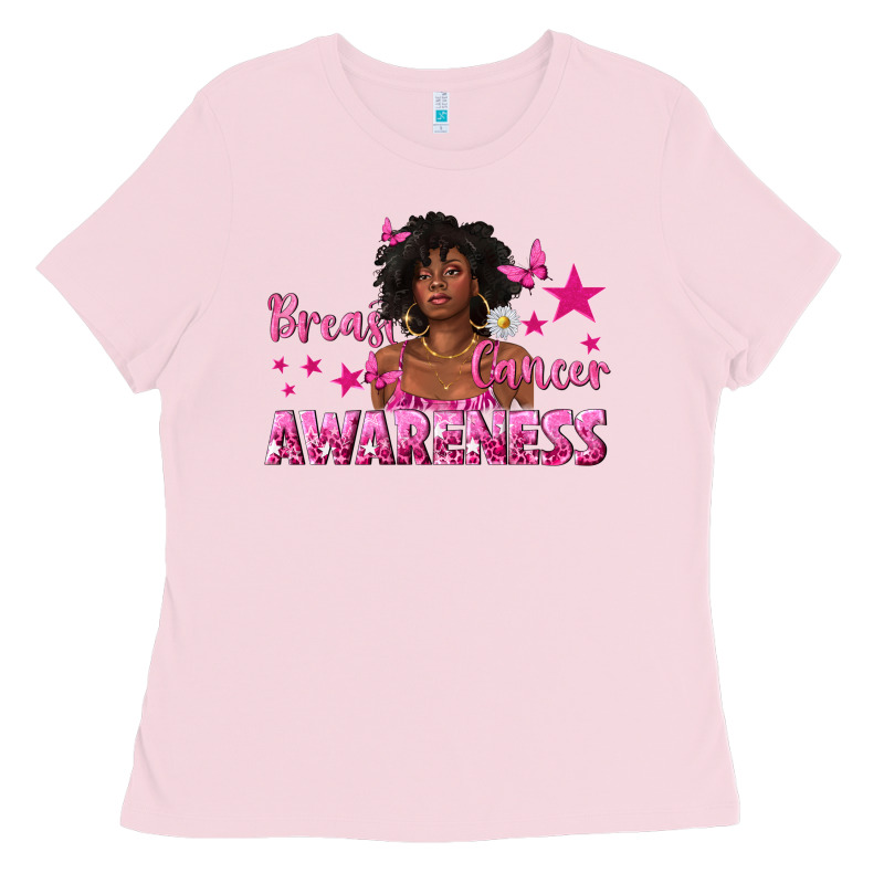 Breast Cancer Awareness With Afro Woman Ladies Tee by texasbilliewilder | Teevron