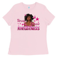 Bubblegum Pink Breast Cancer Awareness with Afro Woman Ladies Tee - texasbilliewilder