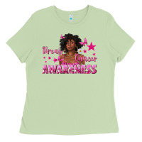 Matcha Breast Cancer Awareness with Afro Woman Ladies Tee - texasbilliewilder