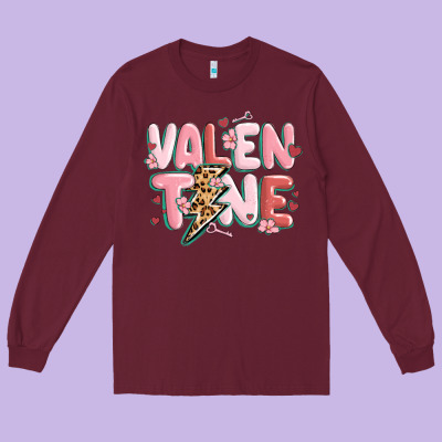 Valentine Long Sleeve Tee Designed By Maliassmallbusiness
