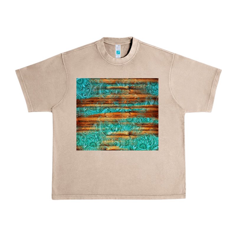 Turquoise  Leather And Wooden Pattern Tumbler Urban Heavy Tee by Jasminsmagicworld | Teevron