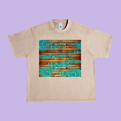 Turquoise  Leather And Wooden Pattern Tumbler Urban Heavy Tee Designed By Jasminsmagicworld