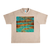 French Oak turquoise  leather and wooden pattern tumbler Urban Heavy Tee - Jasminsmagicworld