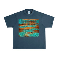 Midnight Navy turquoise  leather and wooden pattern tumbler Urban Heavy Tee - Jasminsmagicworld