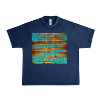 Navy turquoise  leather and wooden pattern tumbler Urban Heavy Tee - Jasminsmagicworld