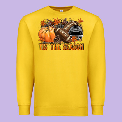 Tis' The Season Football Black Helmet Premium Sweatshirt Designed By Nancycooperartshop