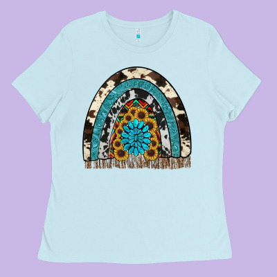 Rainbow Sunflower Gemstone Ladies Tee Designed By Ranaportraitstore