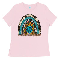 Bubblegum Pink rainbow sunflower gemstone Ladies Tee - RanaPortraitStore