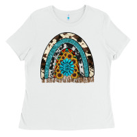 White rainbow sunflower gemstone Ladies Tee - RanaPortraitStore