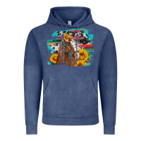 Vintage Denim horse with sunflowers Vintage Hoodie - Artiststas