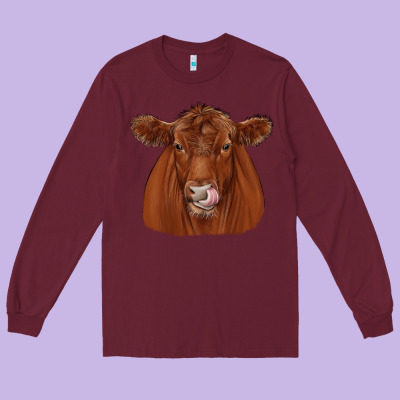 Red Angus Long Sleeve Tee Designed By Jahusdesignshop