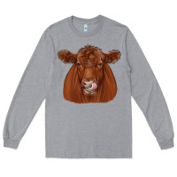 Heather Grey red angus Long Sleeve Tee - JahusDesignShop