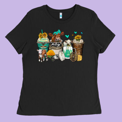 Cows Coffee Cups Ladies Tee Designed By Zillion Design Studio