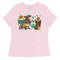 Bubblegum Pink cows coffee cups Ladies Tee - Zillion Design Studio
