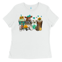 White cows coffee cups Ladies Tee - Zillion Design Studio