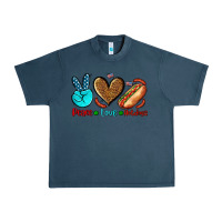 Midnight Navy peace love hotdogs Urban Heavy Tee - AdoDesignShop