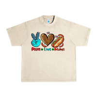 Sandshell peace love hotdogs Urban Heavy Tee - AdoDesignShop