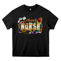 Black school nurse Heavy Core Tee - CowhideDigitalArt