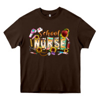 Chocolate Brown school nurse Heavy Core Tee - CowhideDigitalArt