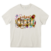 Cream school nurse Heavy Core Tee - CowhideDigitalArt