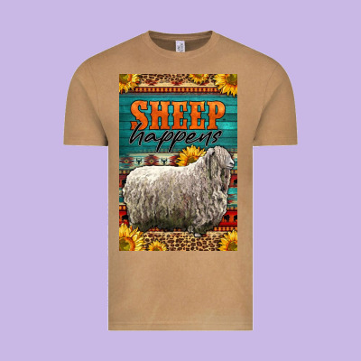Western Sheep Happens Sunflowers Vintage Tee Designed By Lillyallendesigns