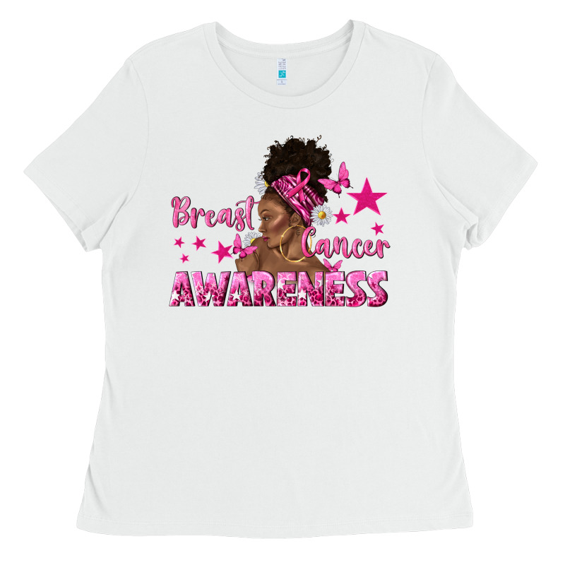 Breast Cancer Awareness With Afro Woman Ladies Tee by texasbilliewilder | Teevron
