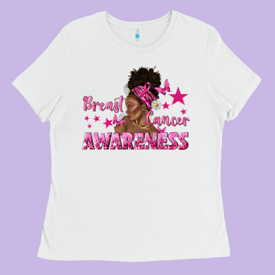 Breast Cancer Awareness With Afro Woman Ladies Tee Designed By Texasbilliewilder