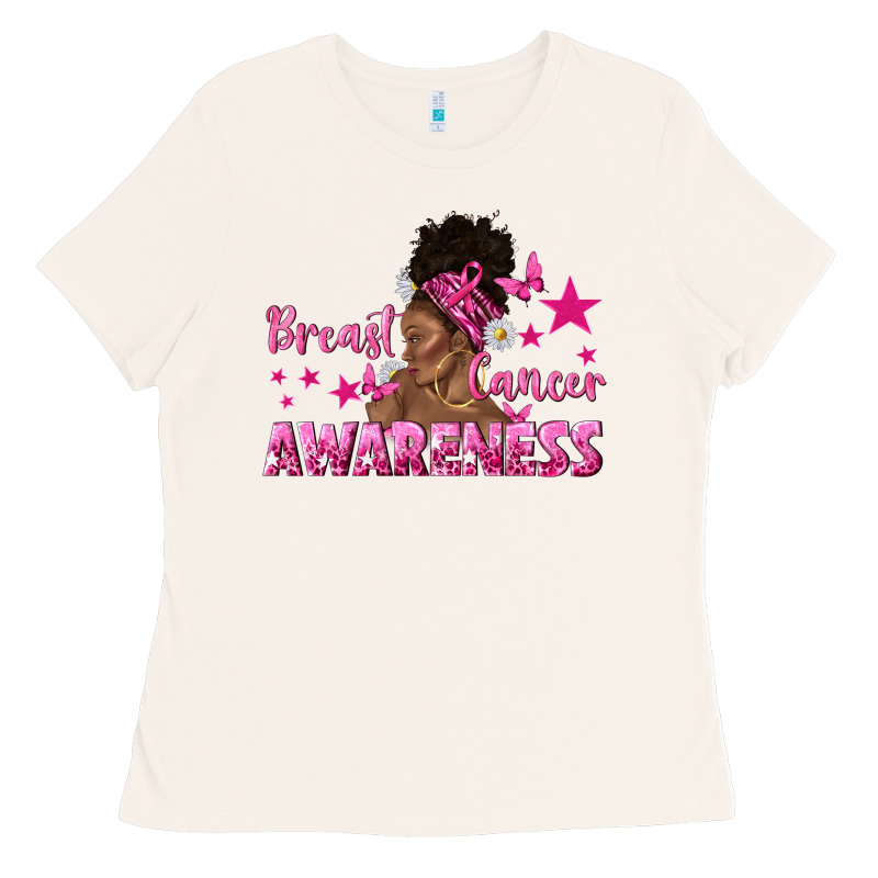 Breast Cancer Awareness With Afro Woman Ladies Tee by texasbilliewilder | Teevron