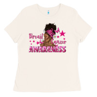 Bone Breast Cancer Awareness with Afro Woman Ladies Tee - texasbilliewilder