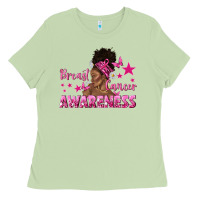Matcha Breast Cancer Awareness with Afro Woman Ladies Tee - texasbilliewilder
