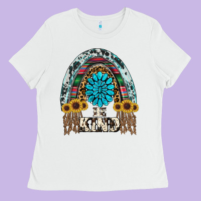 Western Rainbow  Be Kind Ladies Tee Designed By Ranaportraitstore