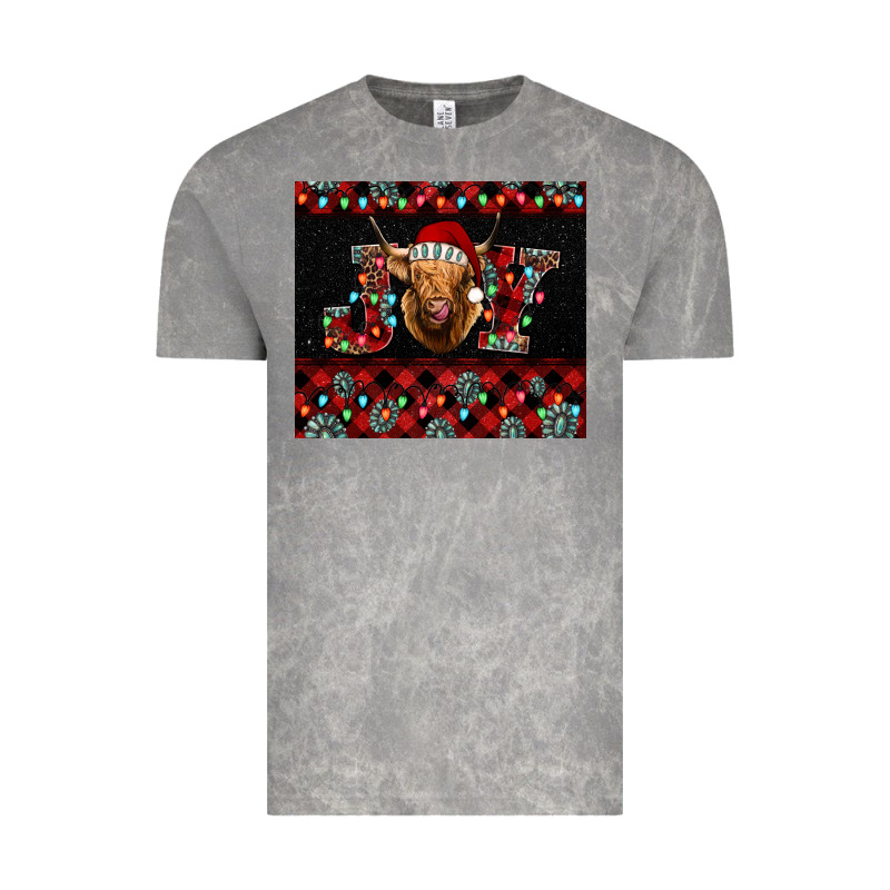 Highland Cow Joy Christmas Vintage Tee by BarkalooDesign | Teevron
