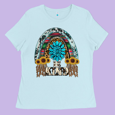 Western Rainbow  Be Kind Ladies Tee Designed By Ranaportraitstore