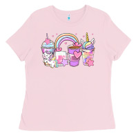Bubblegum Pink unicorn coffee cups Ladies Tee - Zillion Design Studio