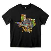 Black texas map armadillo Heavy Core Tee - BarkalooDesign