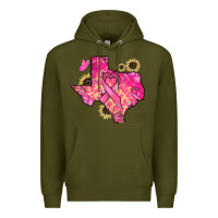 Army Green Texas map Cancer Premium Hoodie - HowdyJamesFarm