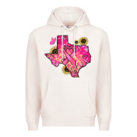 Pale Pink Texas map Cancer Premium Hoodie - HowdyJamesFarm